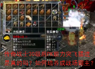 传奇战士30级后PK能力突飞猛进是真的吗?如何培养成战场霸主? 传奇战士30级后PK能力突飞猛进是真的吗?如何培养成战场霸主?