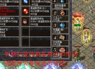 长期打金传奇私服中如何高效提升装备与金币收益? 长期打金传奇私服中如何高效提升装备与金币收益?