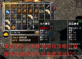 单职业大主宰传奇游戏攻略中有哪些快速升级与装备获取技巧? 单职业大主宰传奇游戏攻略中有哪些快速升级与装备获取技巧?