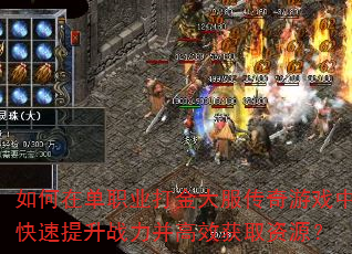 如何在单职业打金大服传奇游戏中快速提升战力并高效获取资源? 如何在单职业打金大服传奇游戏中快速提升战力并高效获取资源?