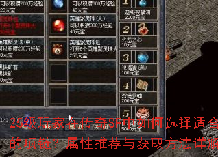 25级玩家在传奇SF中如何选择适合的项链?属性推荐与获取方法详解? 25级玩家在传奇SF中如何选择适合的项链?属性推荐与获取方法详解?