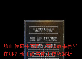热血传奇中药剂与药水效果差异在哪?新手必看使用技巧解析 热血传奇中药剂与药水效果差异在哪?新手必看使用技巧解析