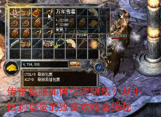 传奇私服如何快速赚钱?从小白到富豪的致富攻略全揭秘 传奇私服如何快速赚钱?从小白到富豪的致富攻略全揭秘